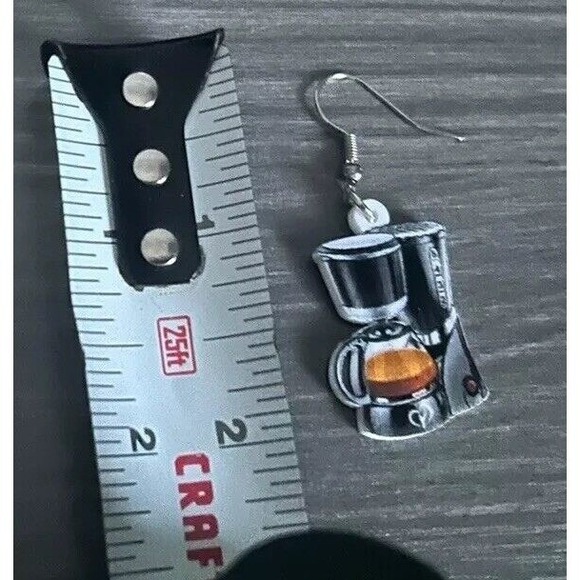 Coffee Maker Earrings - Quirky Fun Novelty Dangle Drop‎ Earrings - Picture 3 of 3